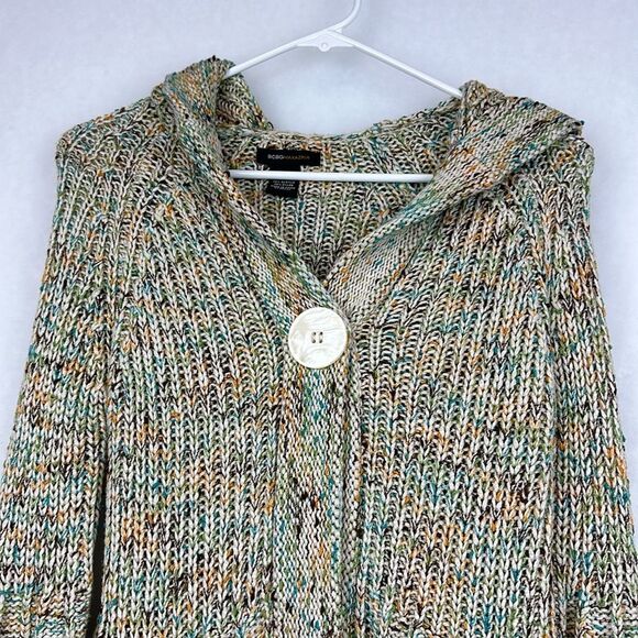BCBG MaxAzria Green Hooded Pocketed 3/4 Sleeve Sweater  Sz Small - Picture 2 of 9